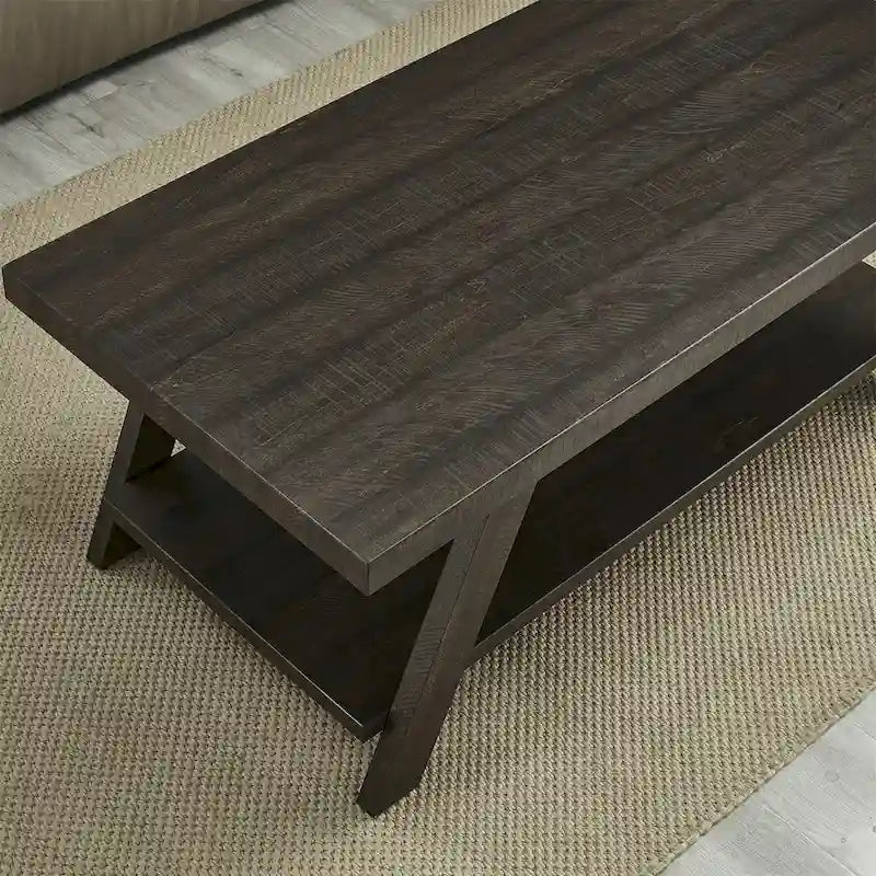 Tavolino da caffè contemporaneo in legno con ripiano