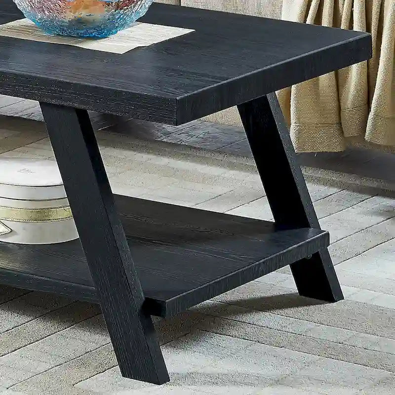 Tavolino da caffè contemporaneo in legno con ripiano