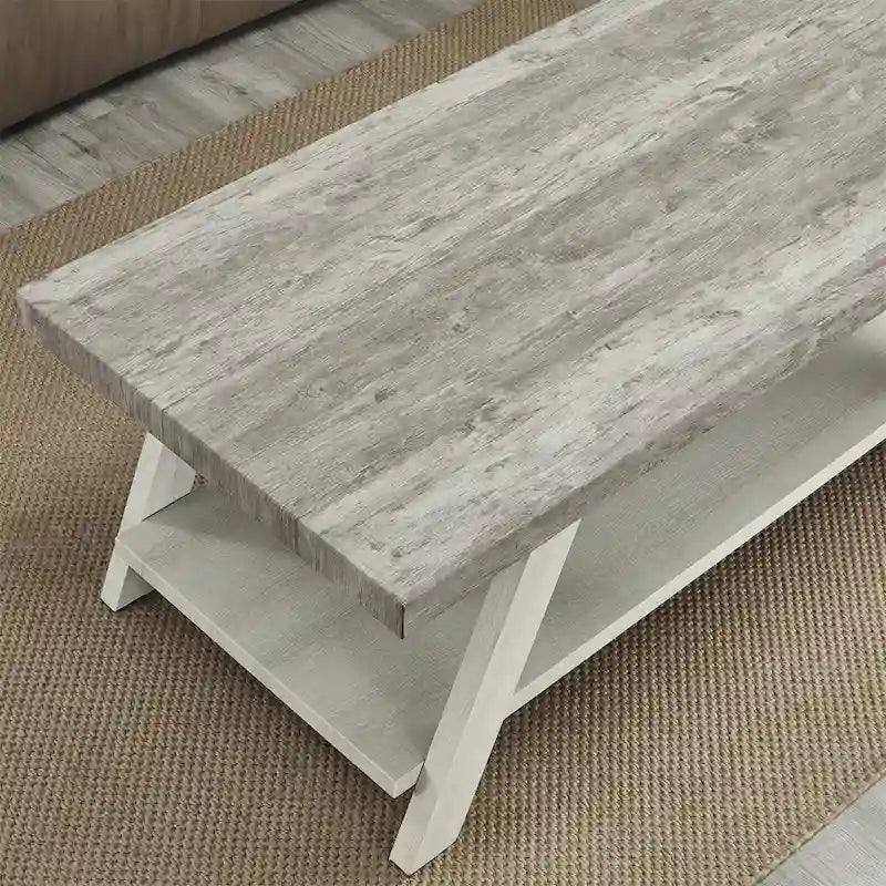 Tavolino da caffè contemporaneo in legno con ripiano