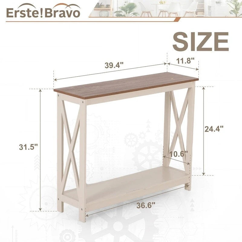 Tavolino consolle stretto con spazio contenitore - 11,8P x 39,4L x 31,5A