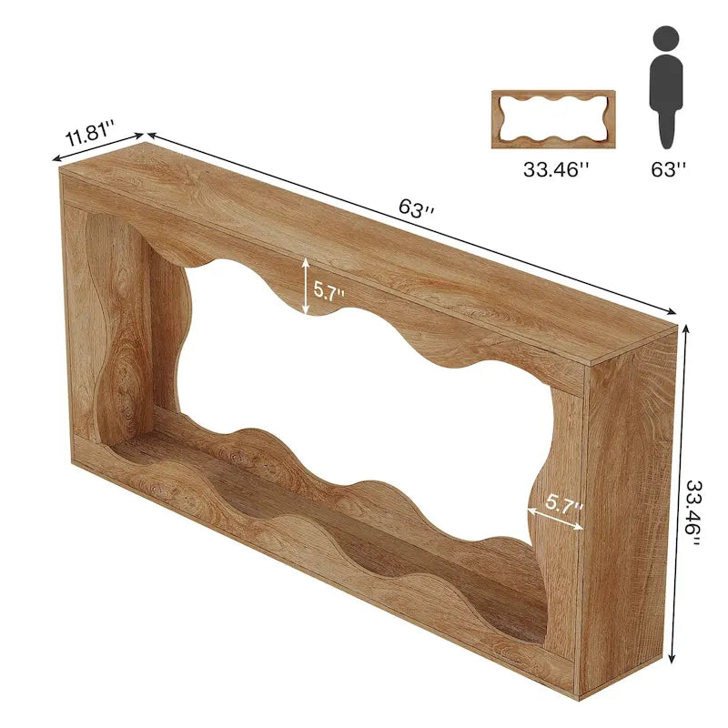 Tavolino/consolle da divano a 2 ripiani in legno per ingresso/soggiorno