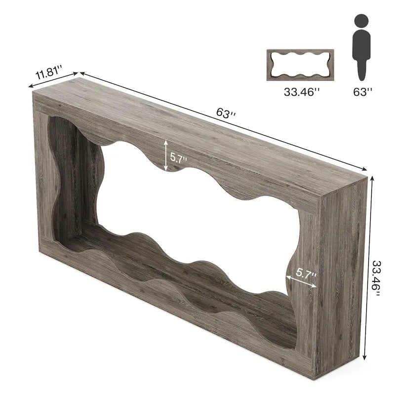 Tavolino/consolle da divano a 2 ripiani in legno per ingresso/soggiorno