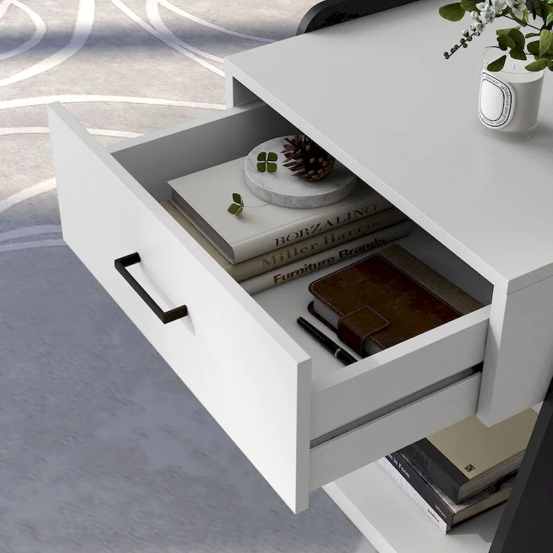 Tavolino da caffè e tavolino laterale moderni bianchi con piano sollevabile
