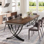 Tavolo da Pranzo Rettangolare per 6-8 Persone, Tavoli da Cucina Grandi in Legno da 198 cm Stile Rustico