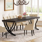 Tavolo da Pranzo Rettangolare per 6-8 Persone, Tavoli da Cucina Grandi in Legno da 198 cm Stile Rustico