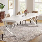Tavolo da Pranzo Rettangolare per 6-8 Persone, Tavoli da Cucina Grandi in Legno da 198 cm Stile Rustico