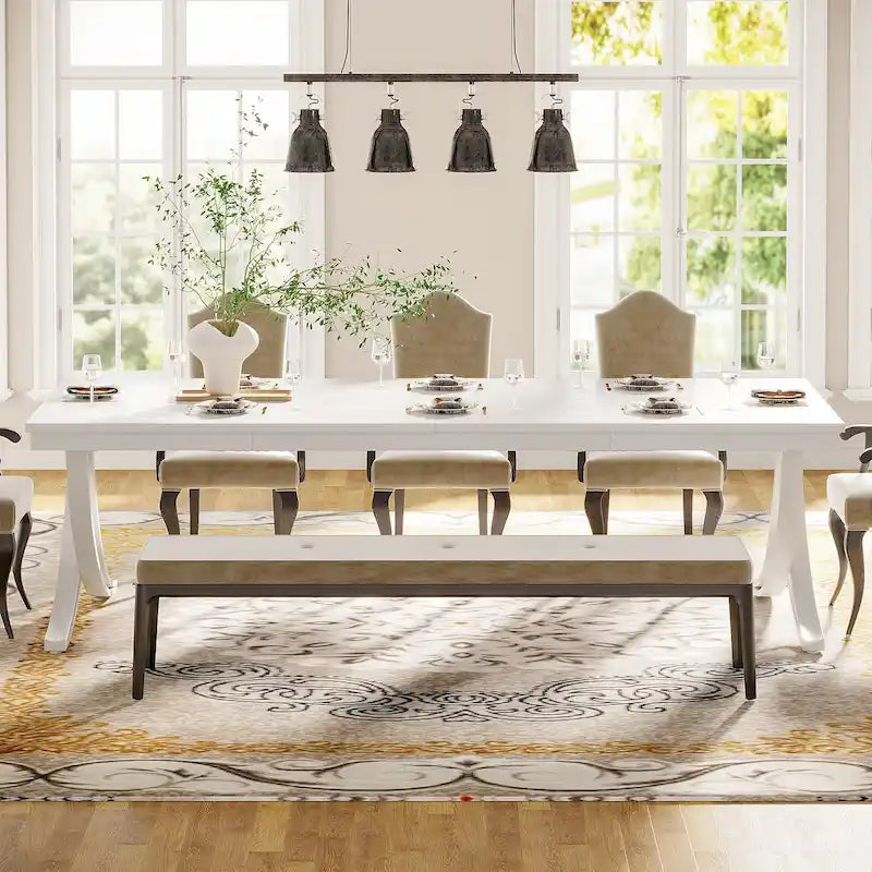 Tavolo da Pranzo Rettangolare per 6-8 Persone, Tavoli da Cucina Grandi in Legno da 198 cm Stile Rustico