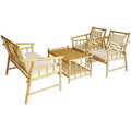 Bamboo Accent Sofa Set 4 Piece with Table