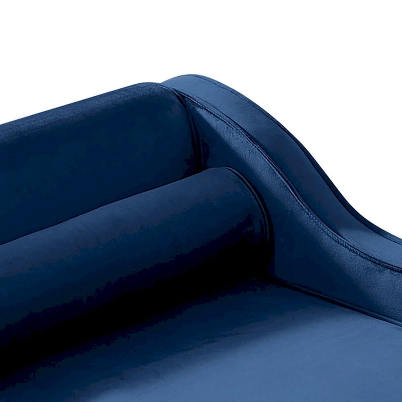 Sedia lunga da salotto francese elegante in velluto imbottito con cuscino e vano portaoggetti