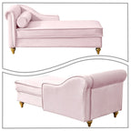 Sedia lunga da salotto francese elegante in velluto imbottito con cuscino e vano portaoggetti