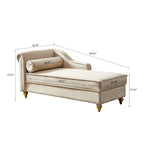 Sedia lunga da salotto francese elegante in velluto imbottito con cuscino e vano portaoggetti