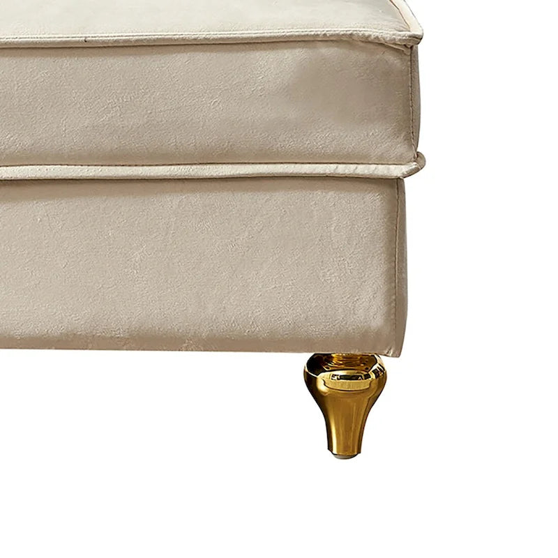 Sedia lunga da salotto francese elegante in velluto imbottito con cuscino e vano portaoggetti