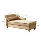 Sedia lunga da salotto francese elegante in velluto imbottito con cuscino e vano portaoggetti