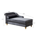 Sedia lunga da salotto francese elegante in velluto imbottito con cuscino e vano portaoggetti