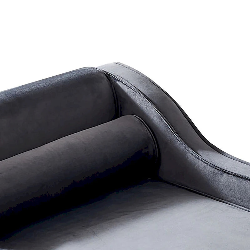 Sedia lunga da salotto francese elegante in velluto imbottito con cuscino e vano portaoggetti