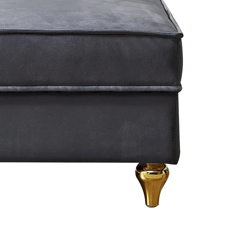 Sedia lunga da salotto francese elegante in velluto imbottito con cuscino e vano portaoggetti