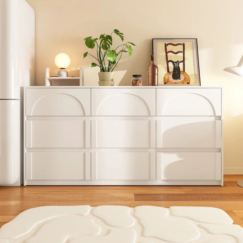 Comò Contenitore Bianco con 6 Cassetti per Camera da Letto, Sala da Pranzo e Cucina