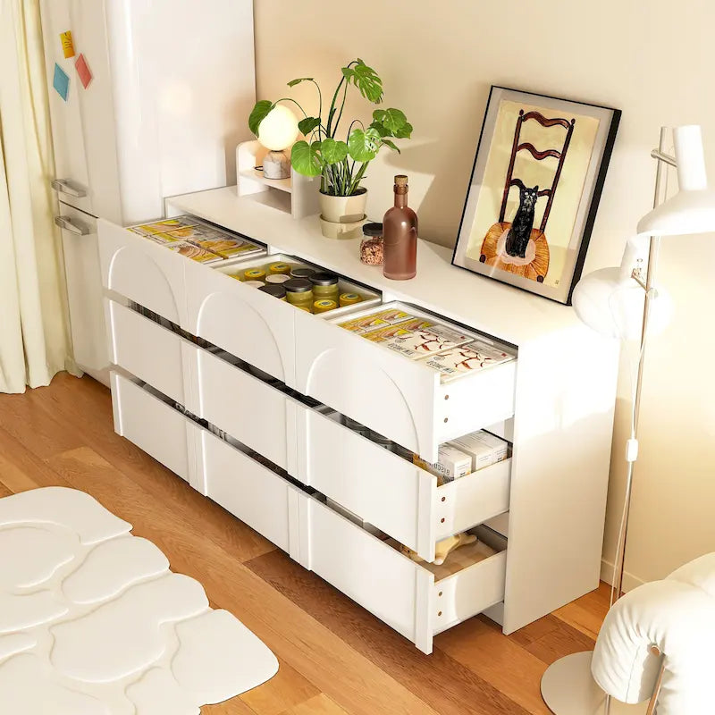 Comò Contenitore Bianco con 6 Cassetti per Camera da Letto, Sala da Pranzo e Cucina