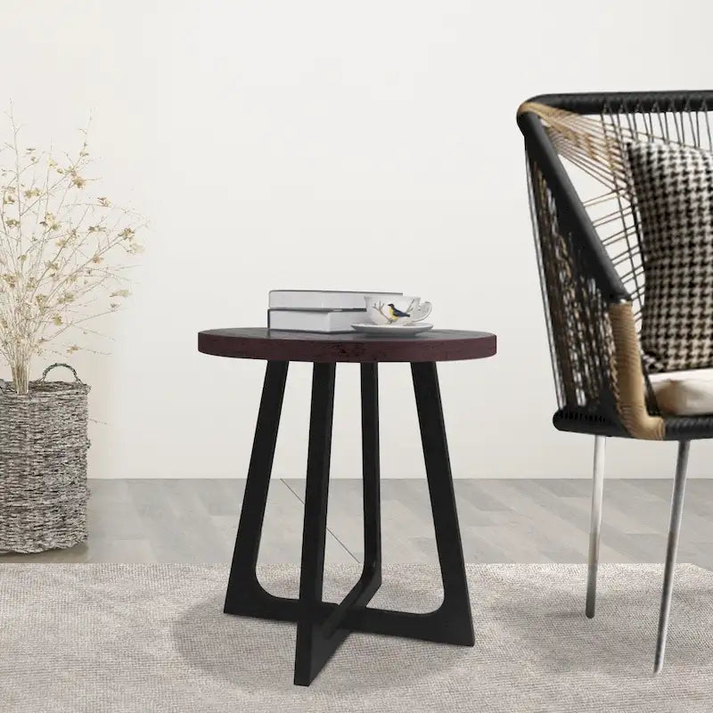 Tavolino Rotondo 50 cm, Tavolino da Salotto Moderno, Comodino Piccolo